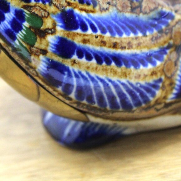 Vintage Tonala Mexican Folk Art Brass Hand Painted Ceramic Pair Duck Figurines - Picture 9 of 10